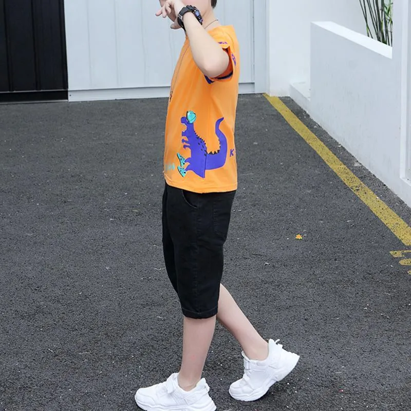 2-piece Cartoon Design T-shirt & Shorts for Boy