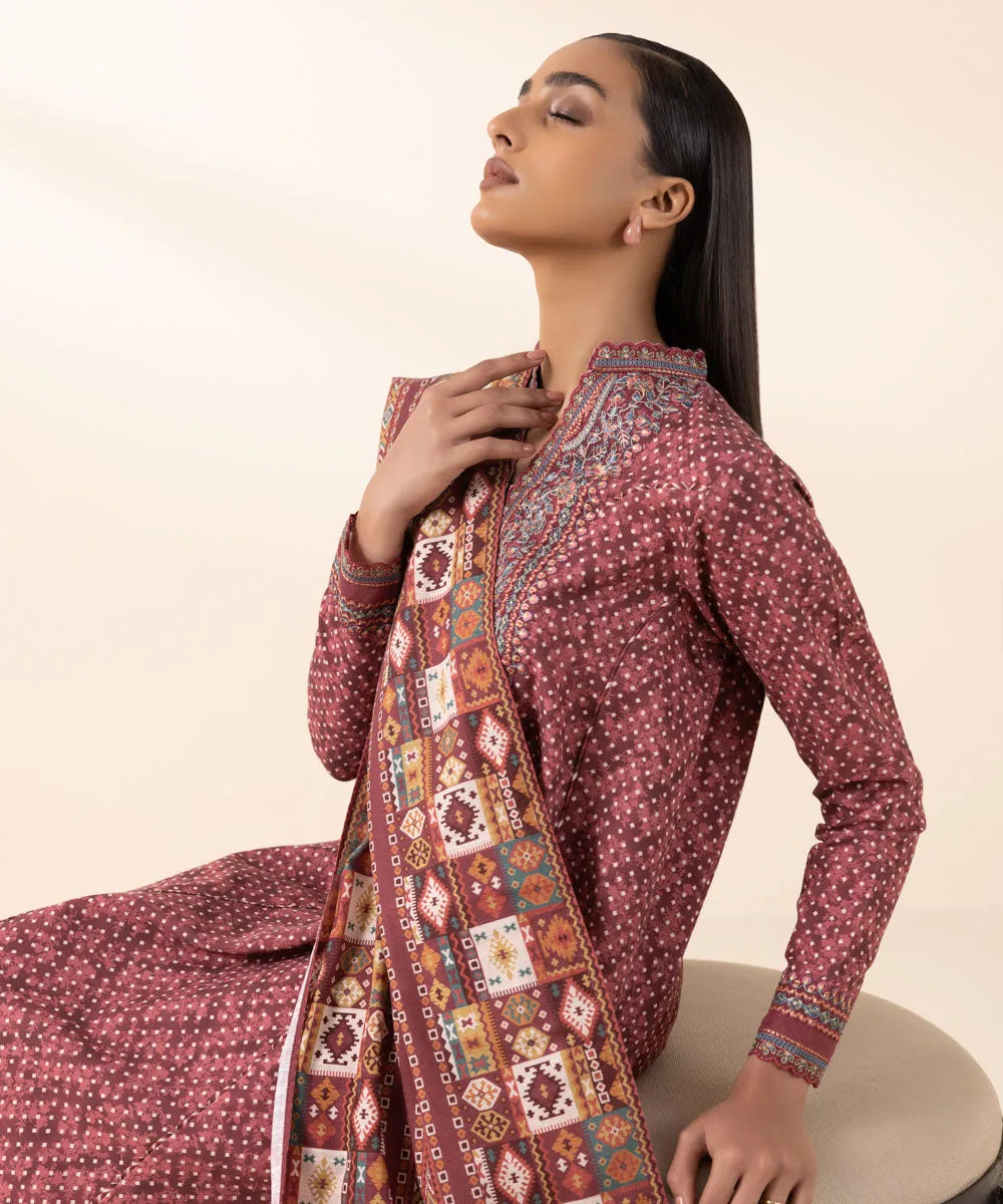 2 Piece - Embroidered Khaddar Suit