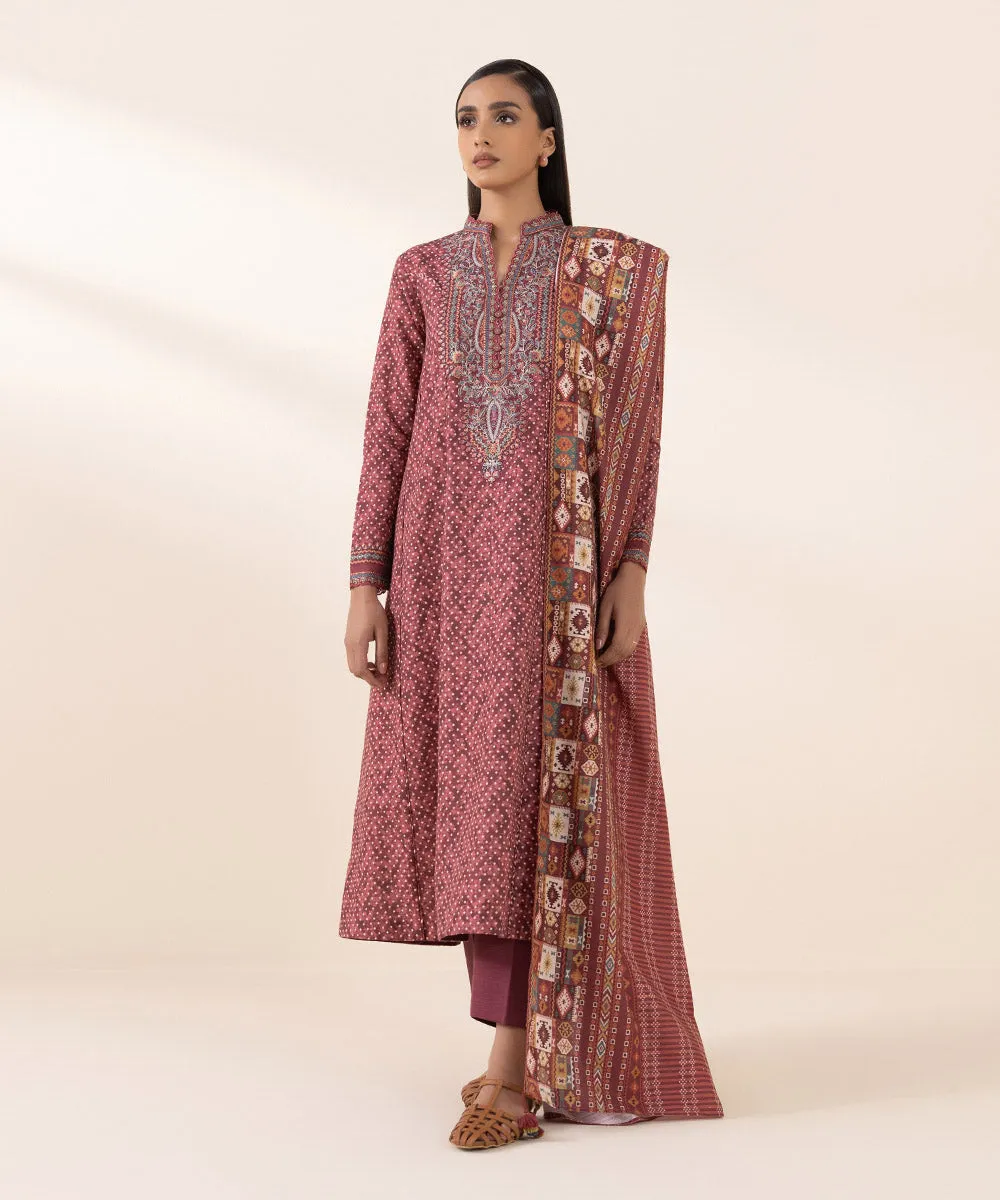 2 Piece - Embroidered Khaddar Suit