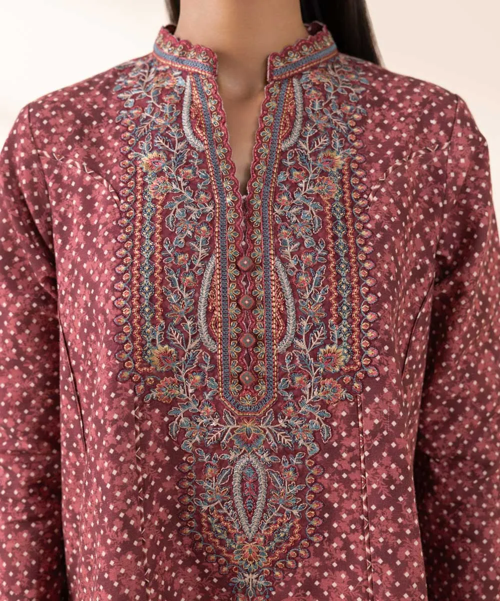 2 Piece - Embroidered Khaddar Suit