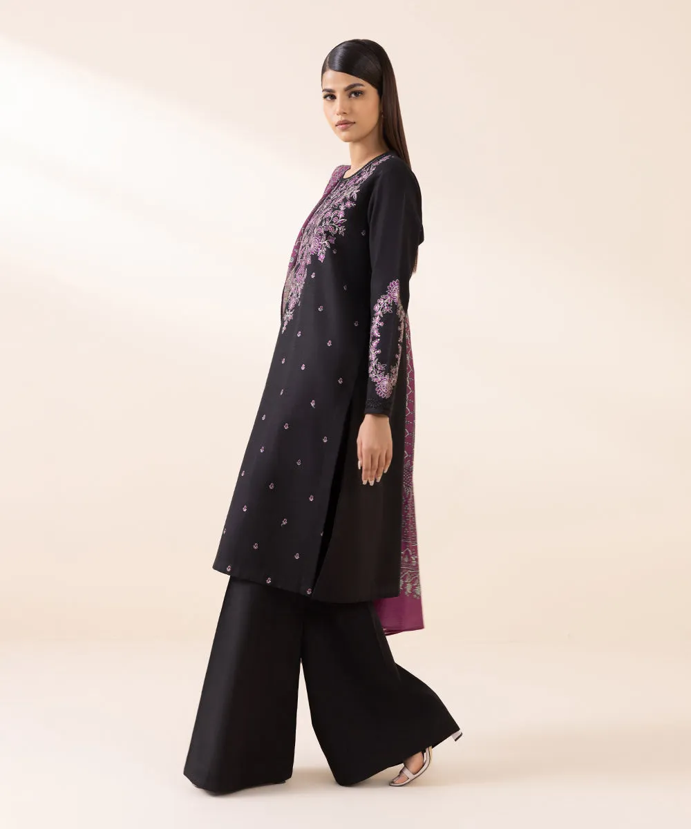 2 Piece - Embroidered Light Khaddar Suit