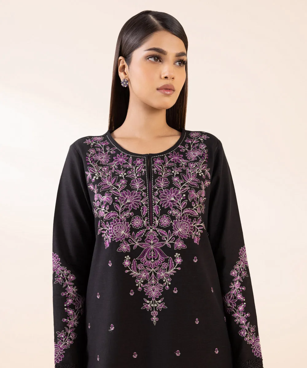 2 Piece - Embroidered Light Khaddar Suit