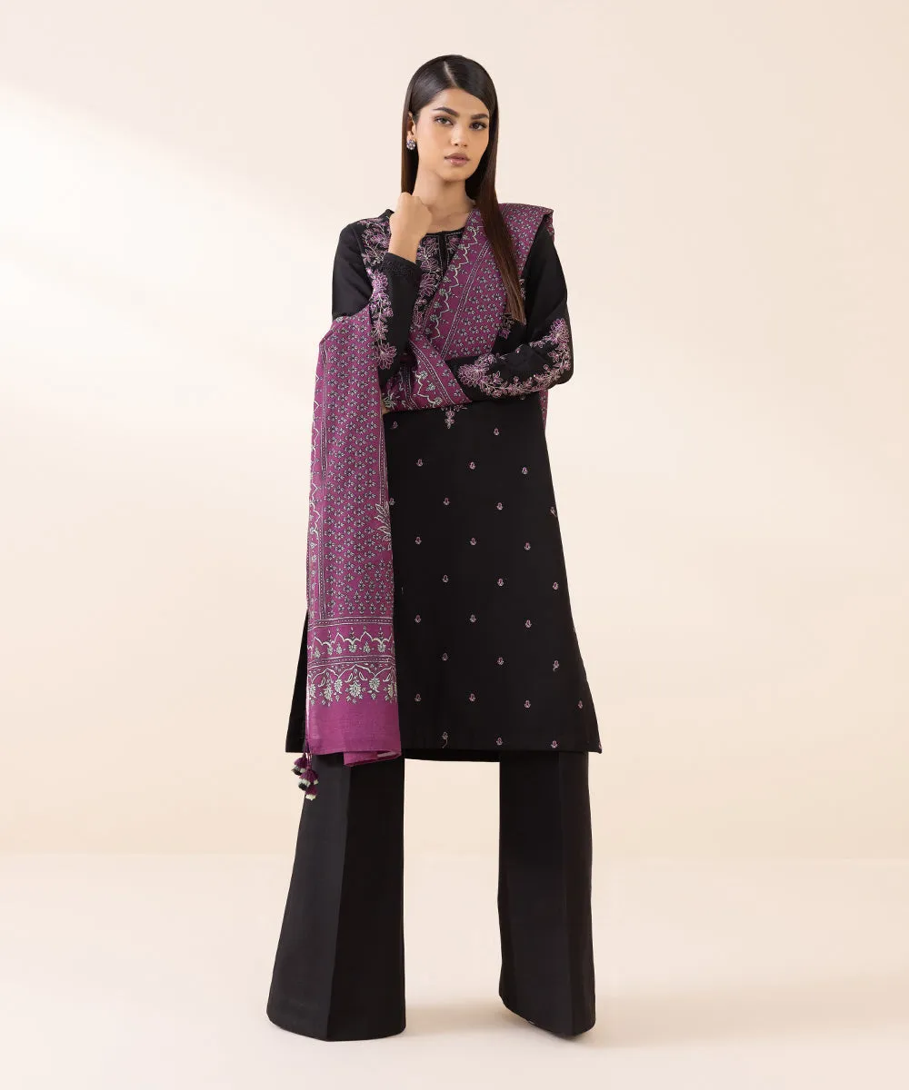 2 Piece - Embroidered Light Khaddar Suit