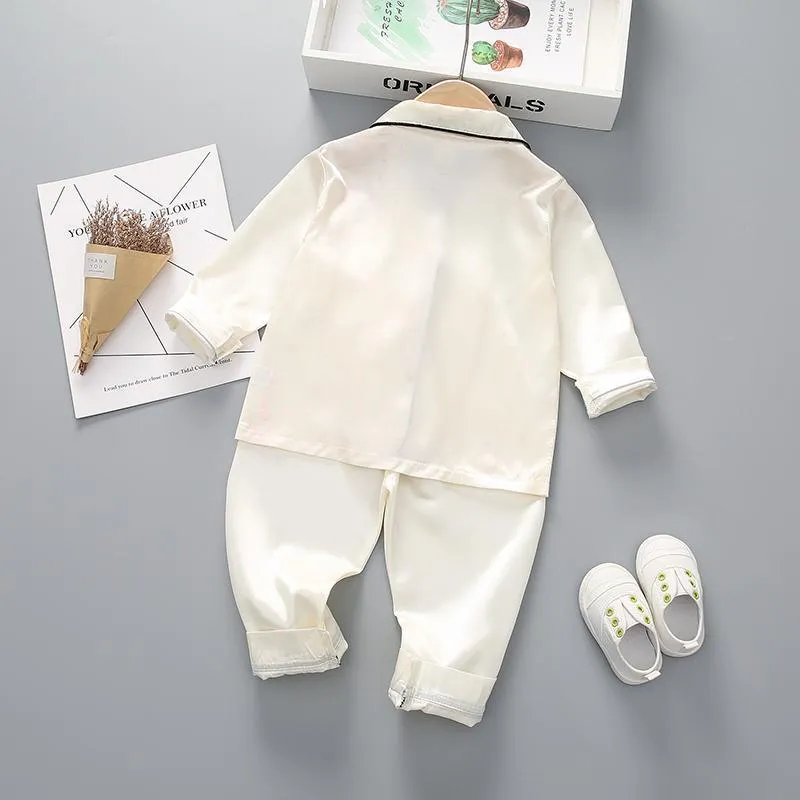 2-piece Solid Pajamas for Toddler Boy Children's clothing wholesale