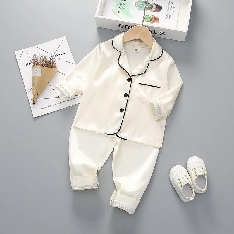 2-piece Solid Pajamas for Toddler Boy Children's clothing wholesale