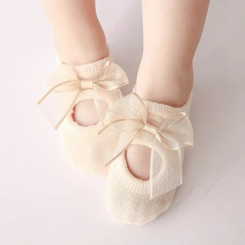 3-piece Cotton Bowknot Decor Antiskid Baby Socks Wholesale children's clothing