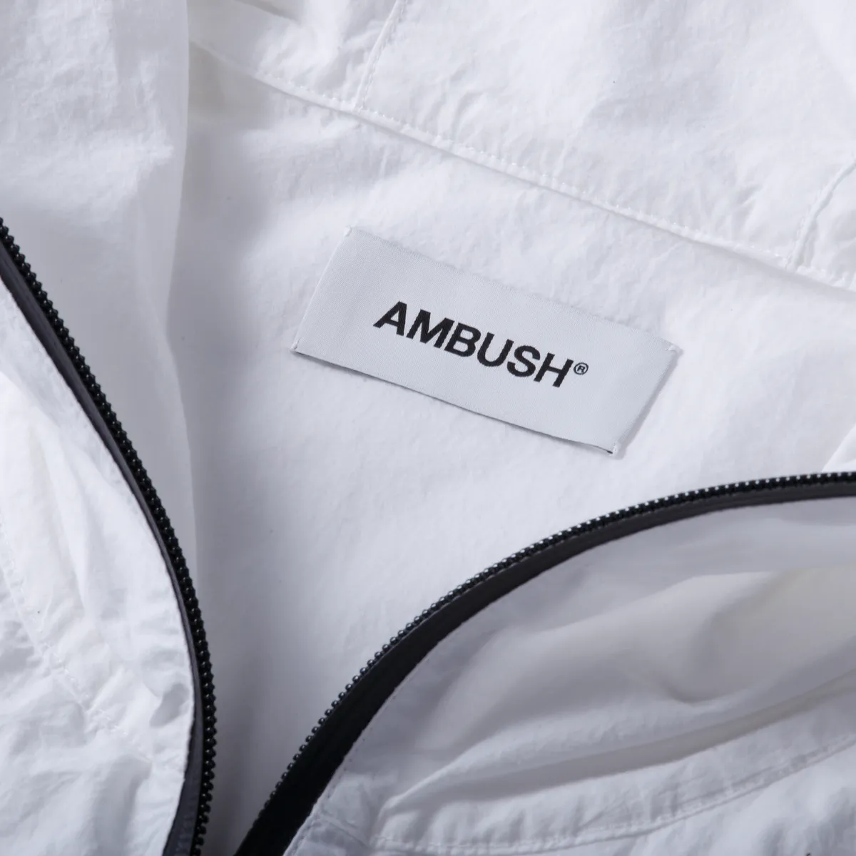 Ambush Logo Hooded Zip Jacket White