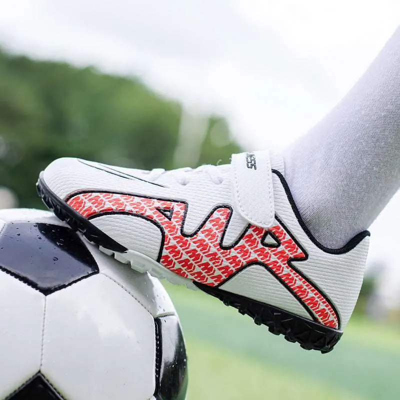 Boys' Soccer Shoes, TF Studs, Magic Tape, Non-slip Training