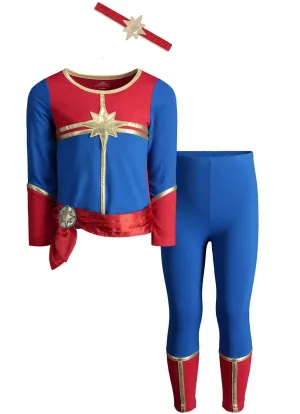 Captain Marvel Avengers Cosplay Costume T-Shirt Leggings and Headband 3 Piece Set