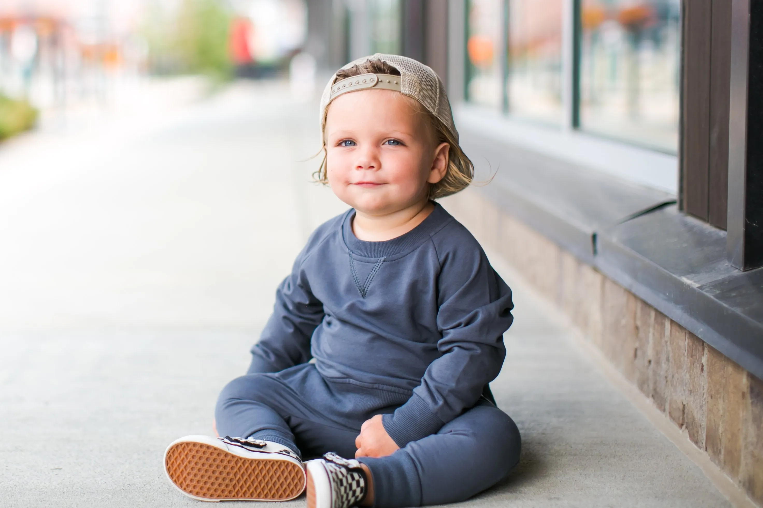 Children's Mesh Trucker Snapback Hat in Sand