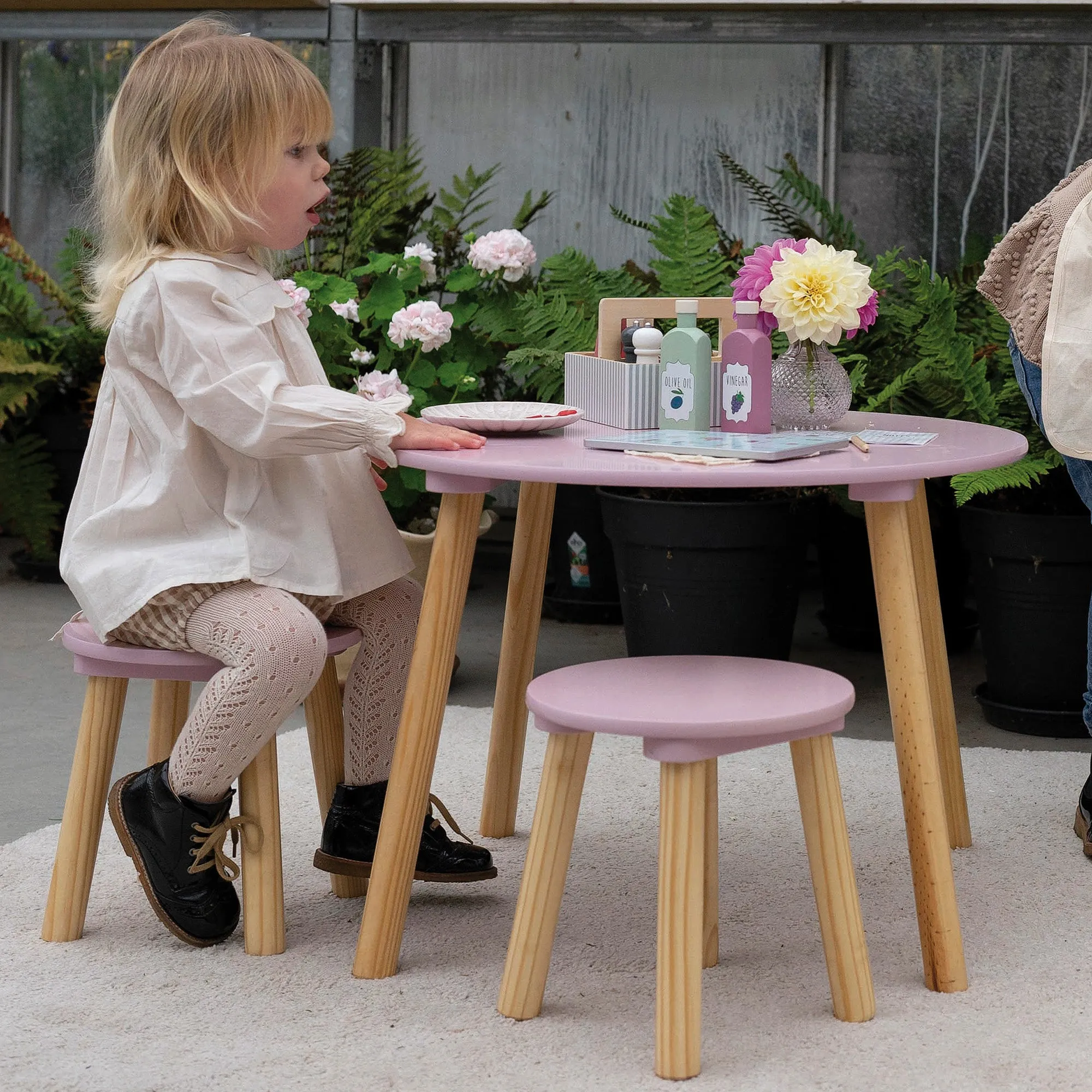 Children's Pink Table & Stool Set