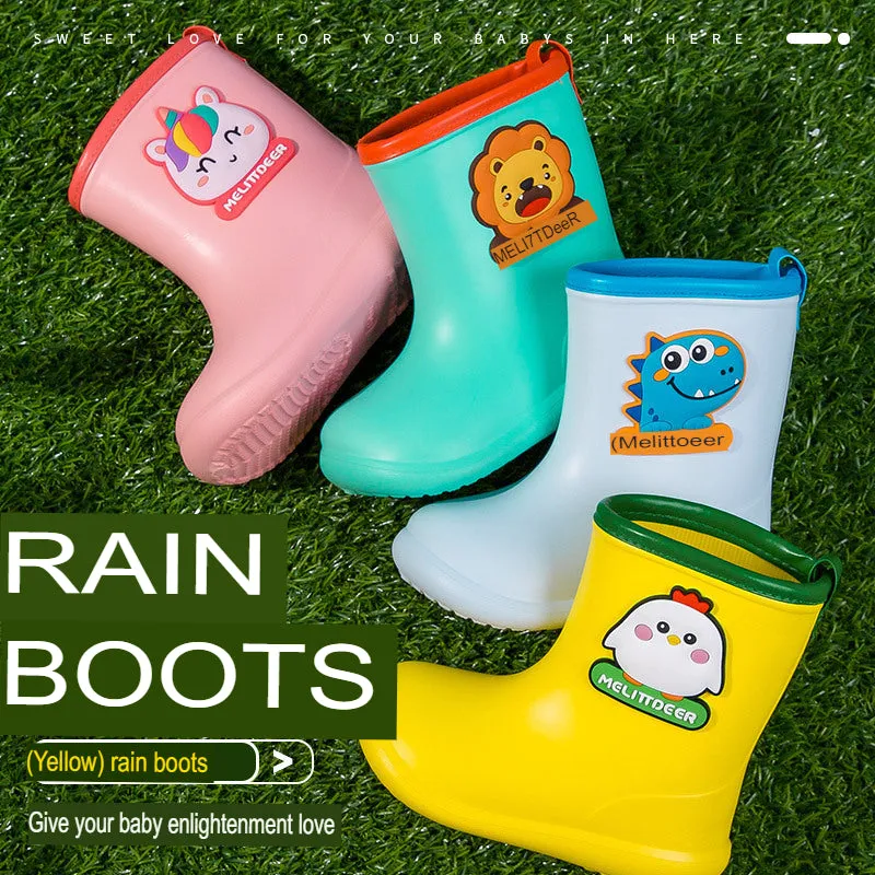 Children's rain boots, baby rain gear, rain boots, cartoon waterproof middle-aged water shoes, kindergarten cartoon children's rain boots