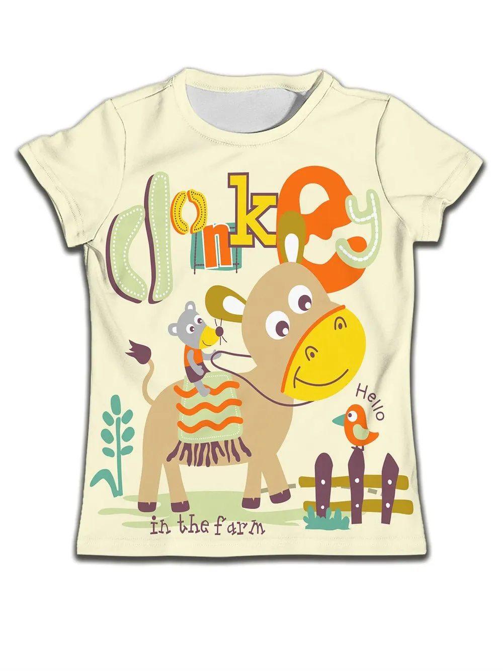 Children's T-shirt with Cute Cartoon Cat Pattern