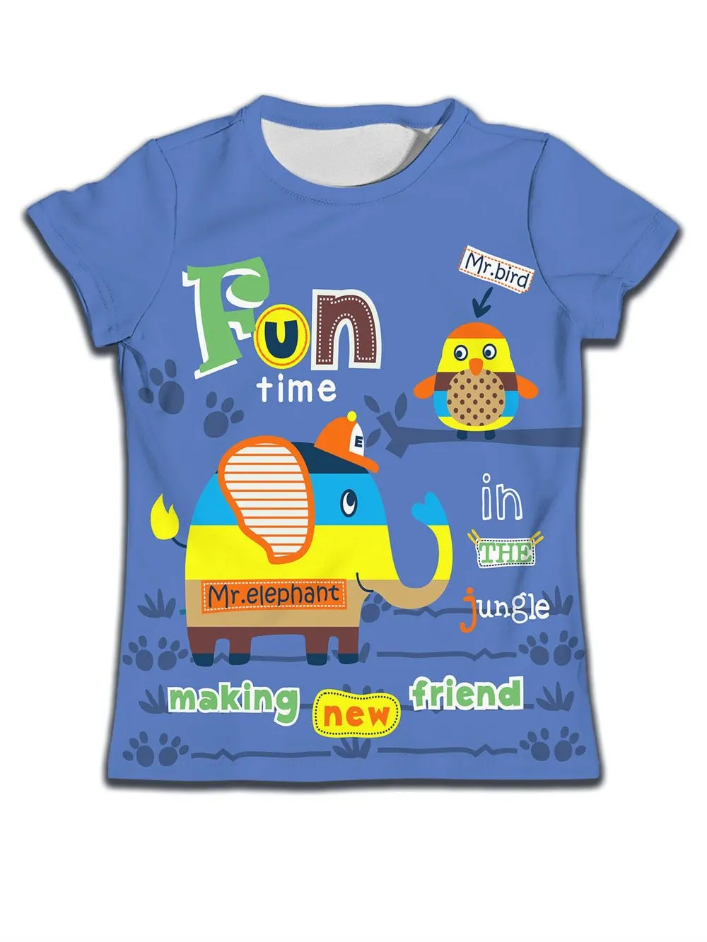 Children's T-shirt with Cute Cartoon Cat Pattern