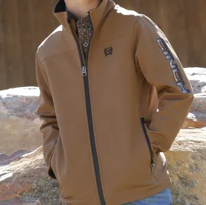 Cinch Youth Boy's Logo Sleeve Bonded Jacket in Brown