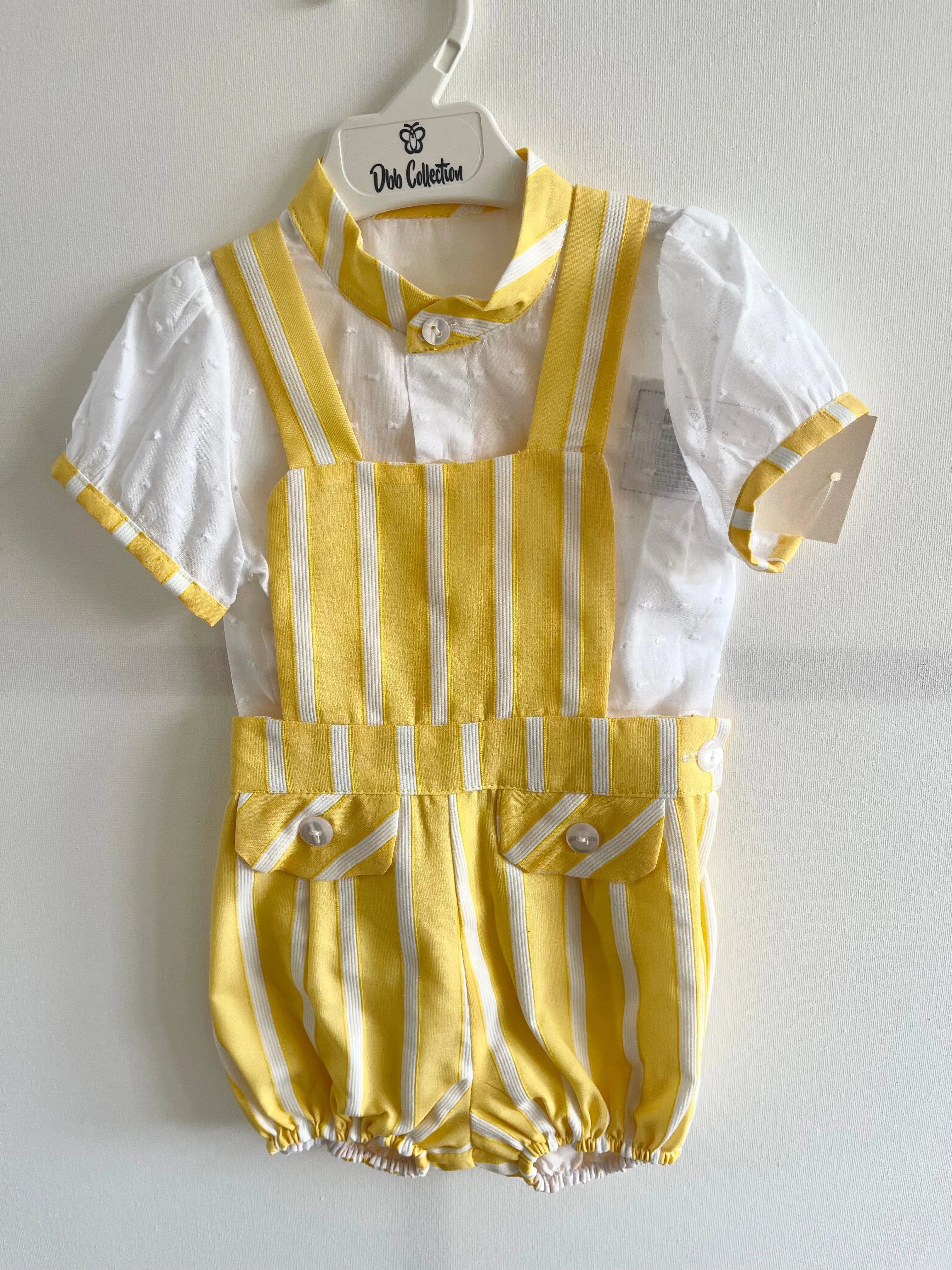 CLEARANCE SALE - DBB Collection - Boys Yellow & White Shorts & Shirt Set