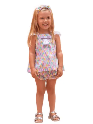 CLEARANCE SALE - Rochy SS24 - Baby Girls Diamond Multi Coloured Bloomer Set