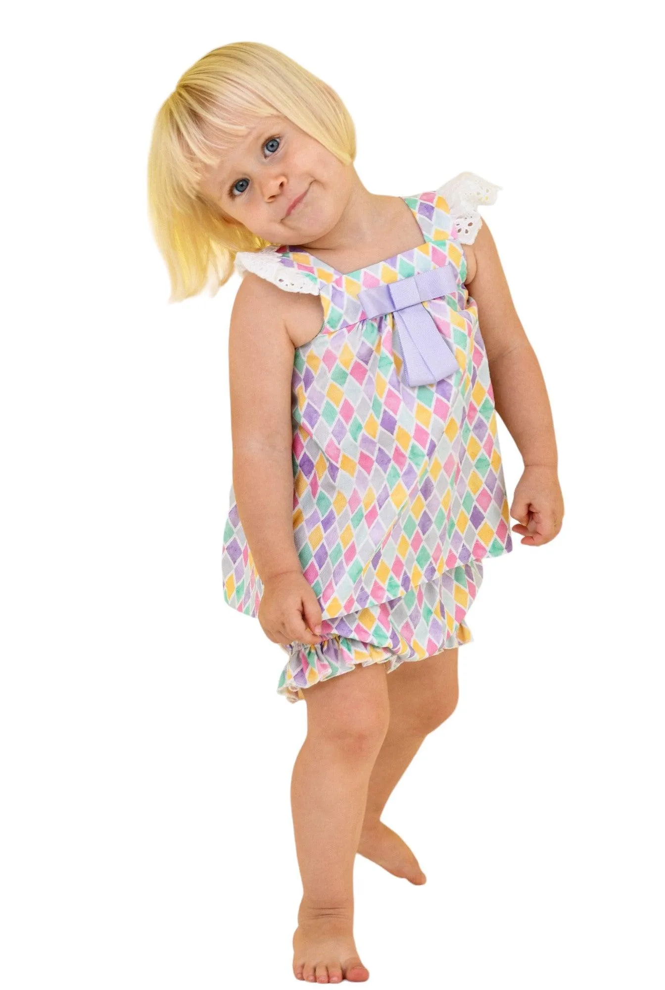 CLEARANCE SALE - Rochy SS24 - Baby Girls Diamond Multi Coloured Bloomer Set