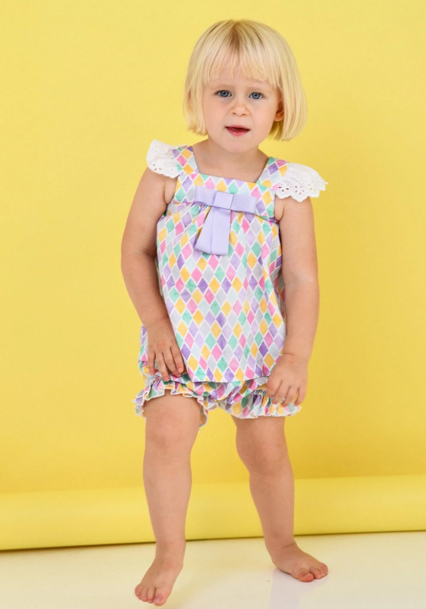 CLEARANCE SALE - Rochy SS24 - Baby Girls Diamond Multi Coloured Bloomer Set