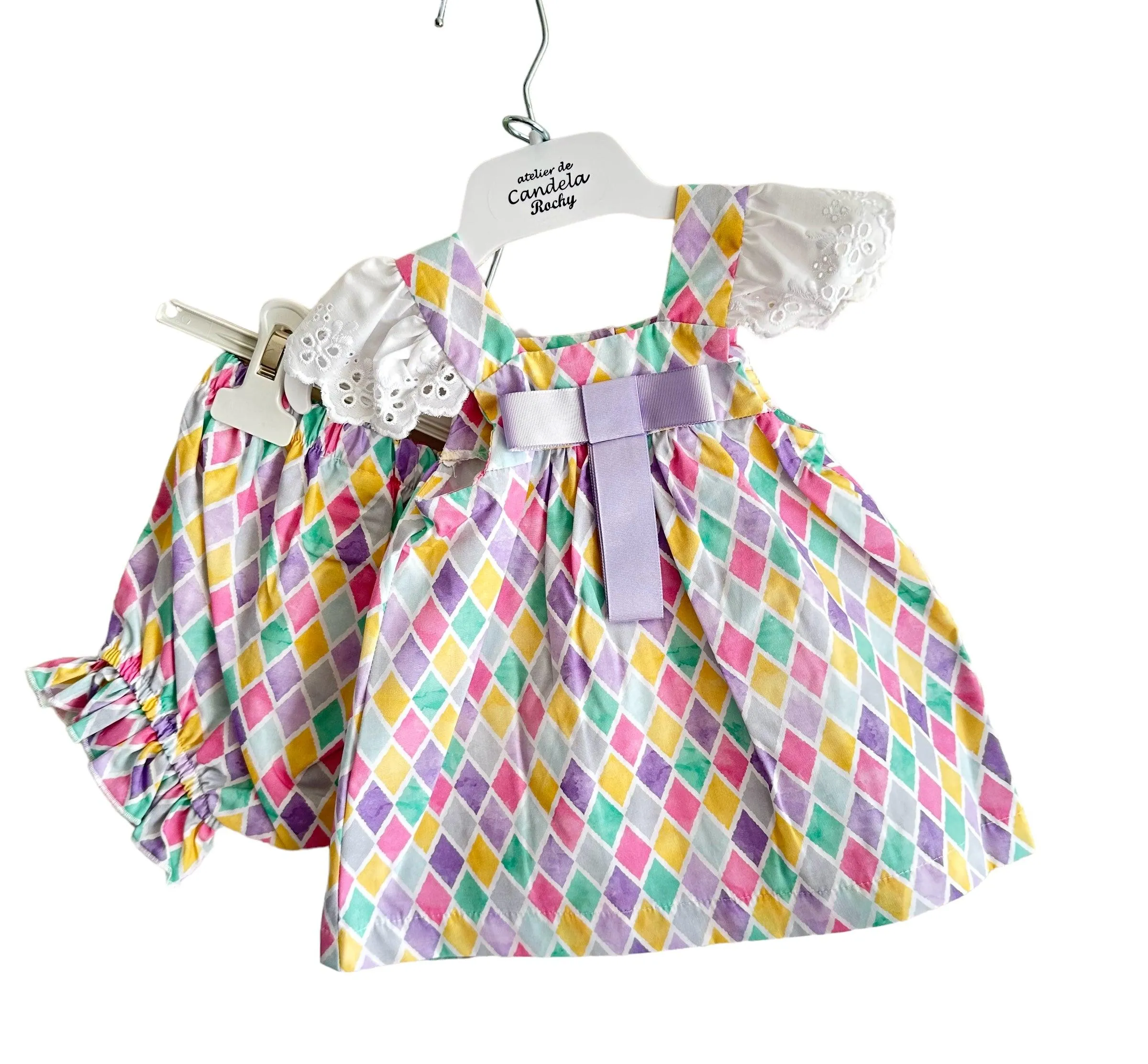 CLEARANCE SALE - Rochy SS24 - Baby Girls Diamond Multi Coloured Bloomer Set