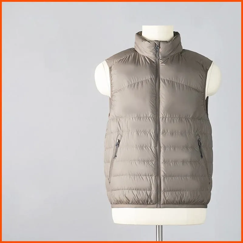 Full Zip Cropped Lightweight Stand-Up Collar Down Jacket Vest