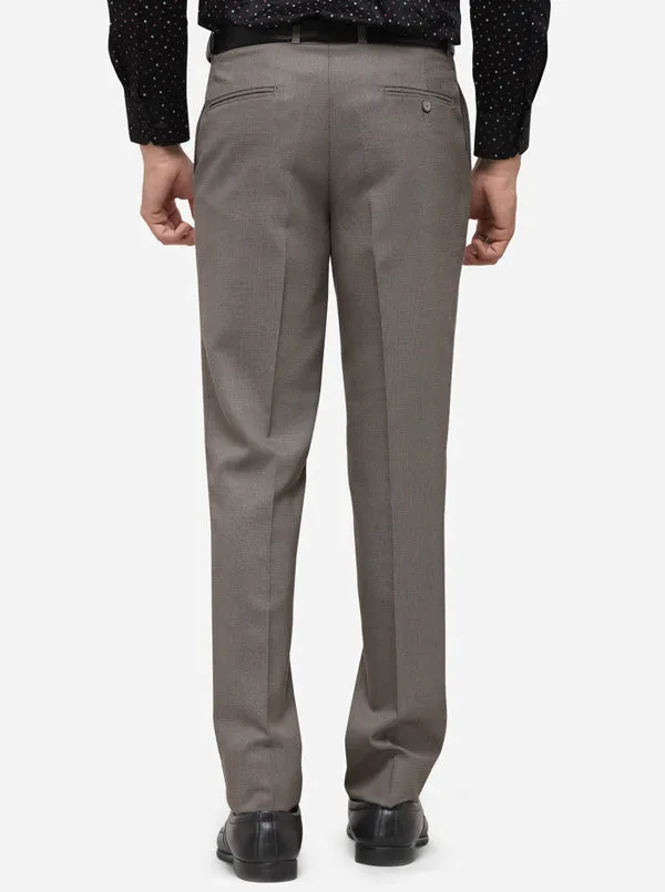 Grey Classic Fit Solid Formal Trouser | Greenfibre