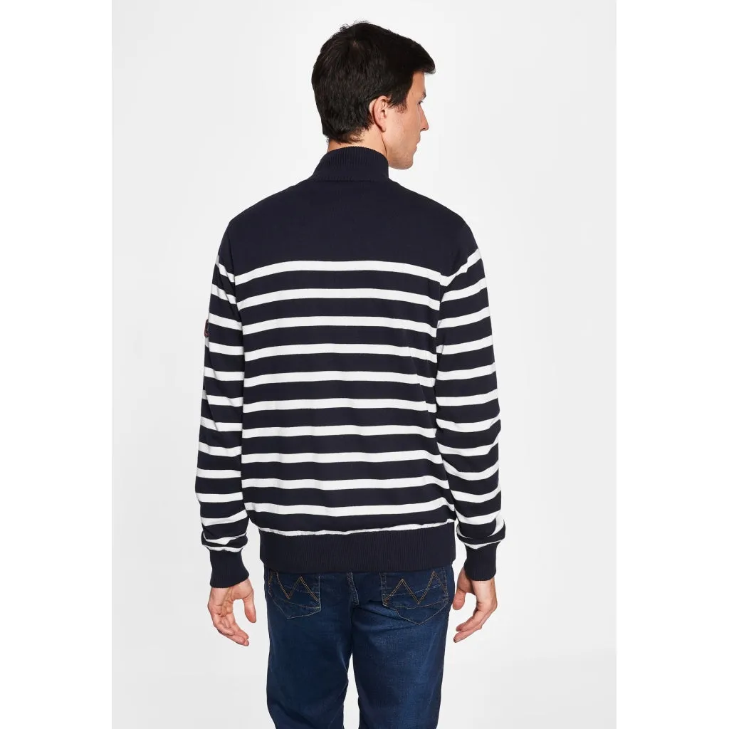 Haakon Striped Knit Cardigan - Windbreaker - Dark Navy/Pearl