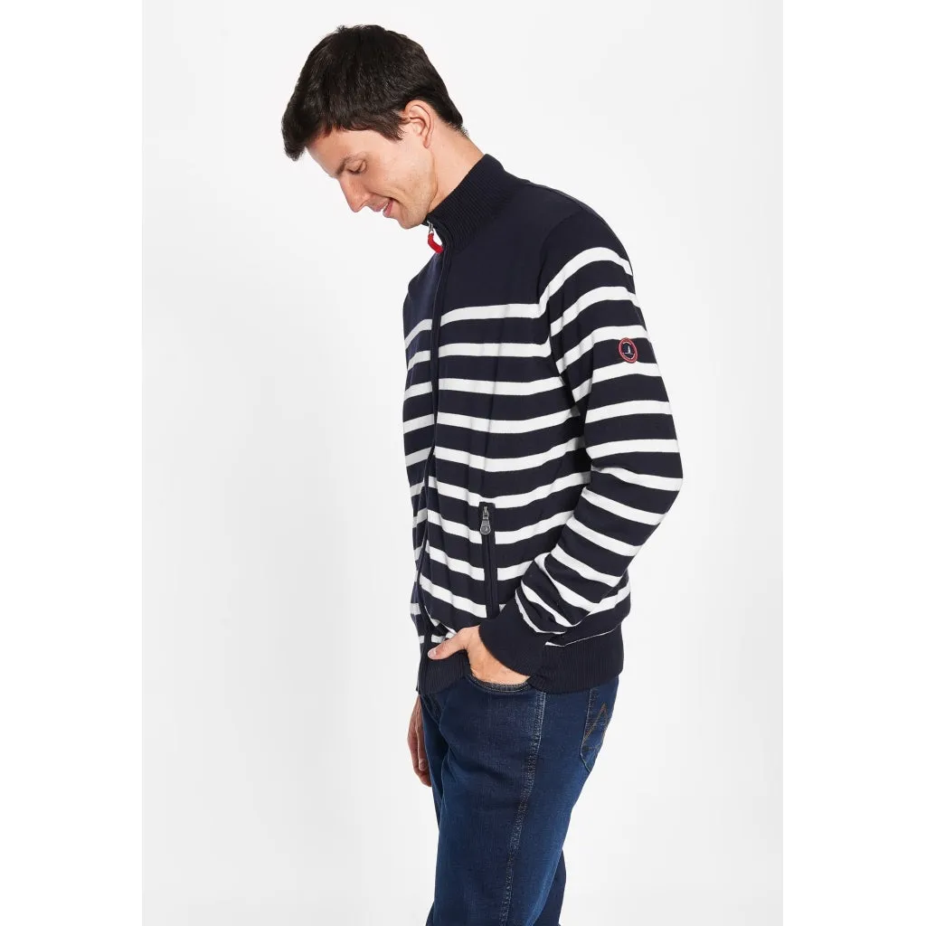 Haakon Striped Knit Cardigan - Windbreaker - Dark Navy/Pearl