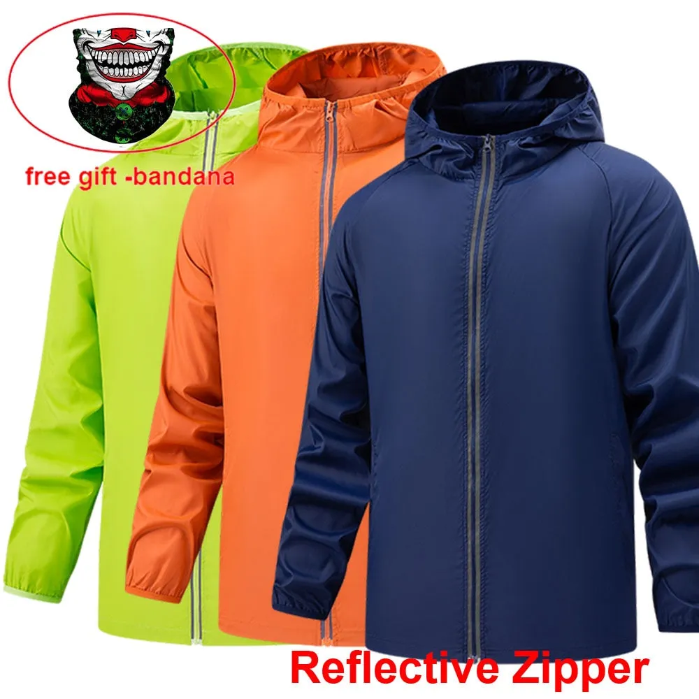 Hiking Windbreaker Waterproof Jacket Reflective Coat for Men and Women