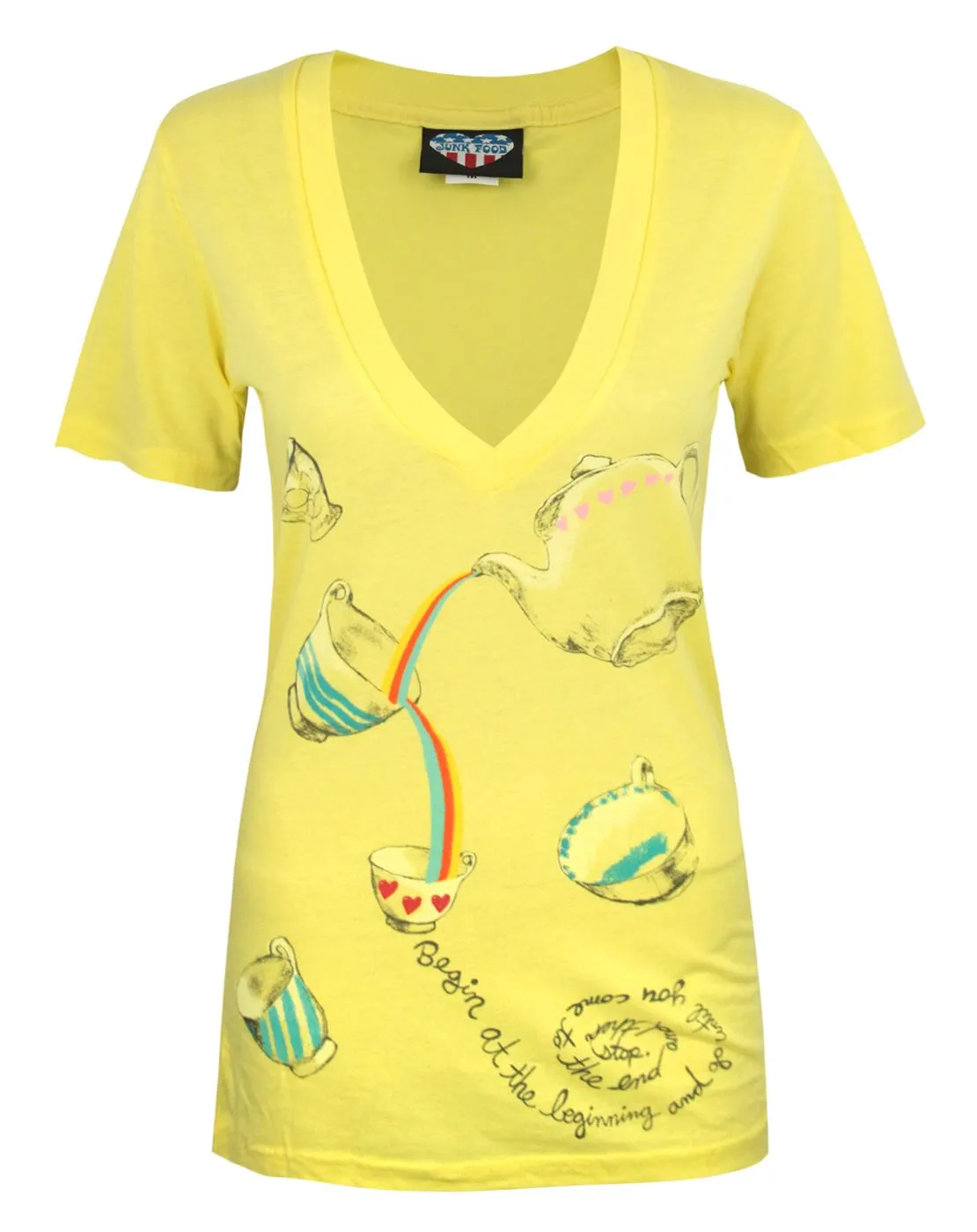 Junk Food Clothing Womens Yellow Short Sleeved T-Shirt