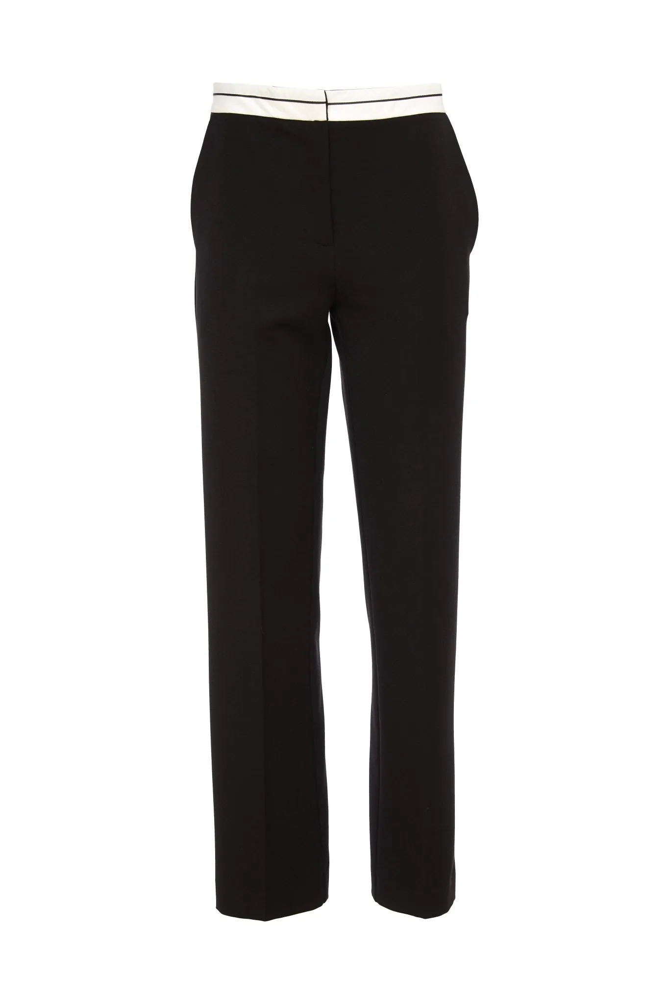 Kate Cooper Black Classic Trousers with Contrast Waistband - KCAW24148