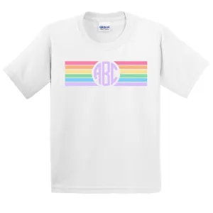 Kids Monogrammed 'Rainbow Stripe' T-Shirt