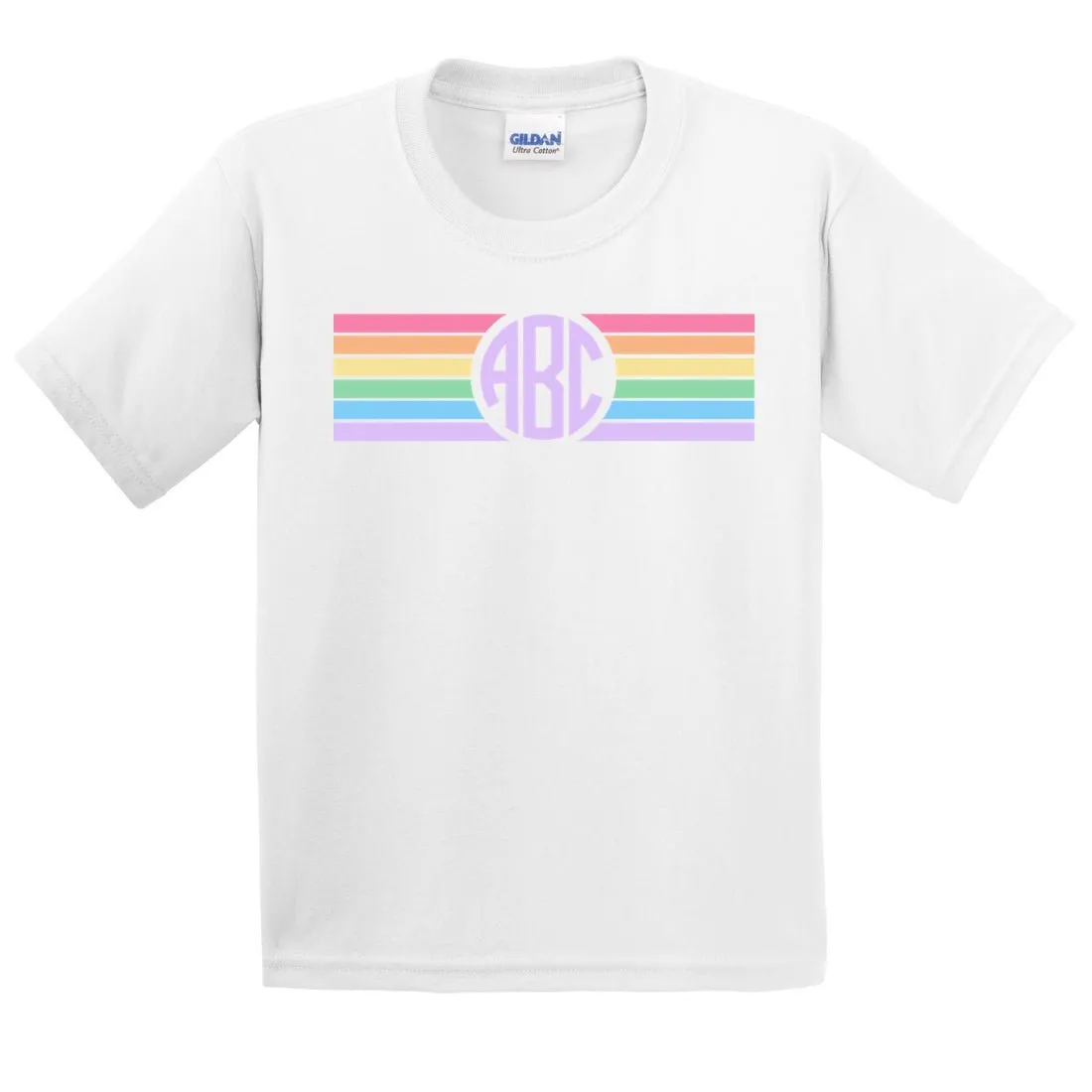 Kids Monogrammed 'Rainbow Stripe' T-Shirt