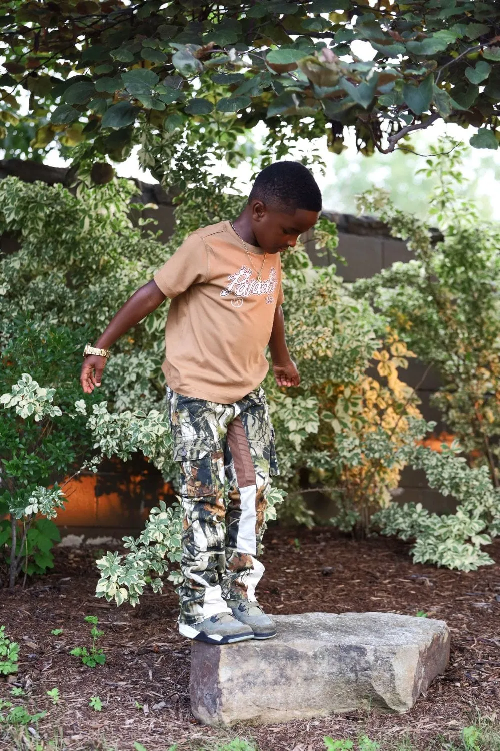 Kids Stacked Camo Cargo Denim (Oak)