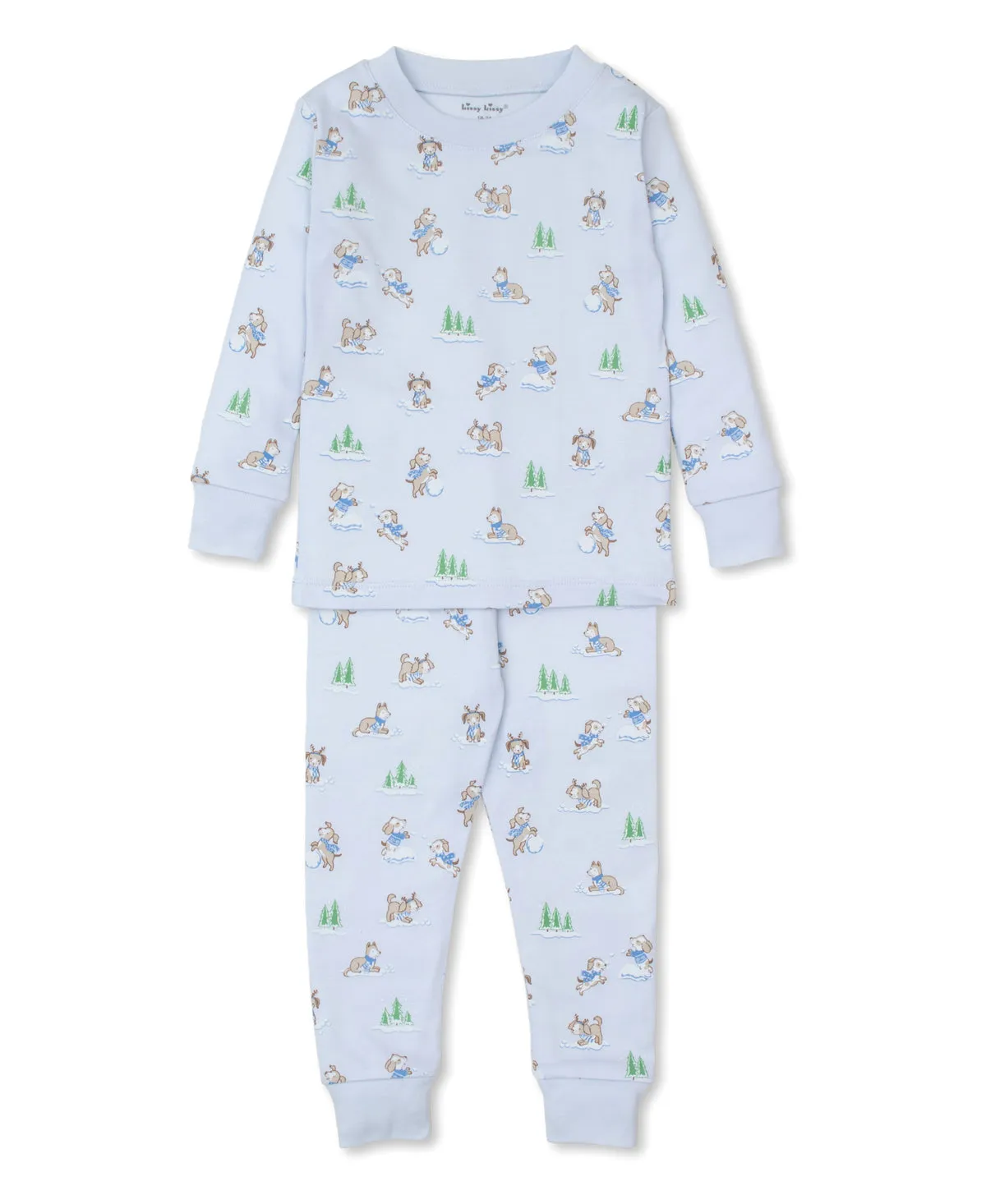 Kissy Kissy Snugfit Pajama Set in Blue Puppy Snowball Pranks