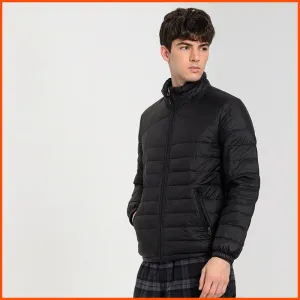 Lightweight Cropped Zippered Pocket Stand-Up Collar Down Jacket