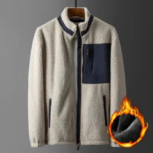 Men's Loose Stand Collar Lamb Fleece Jacket