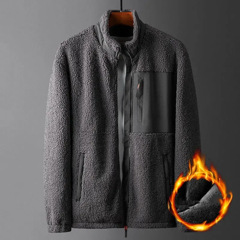 Men's Loose Stand Collar Lamb Fleece Jacket