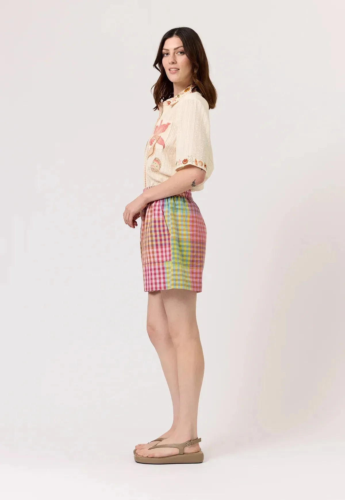 Nancybird Zana Short in Sunrise Check