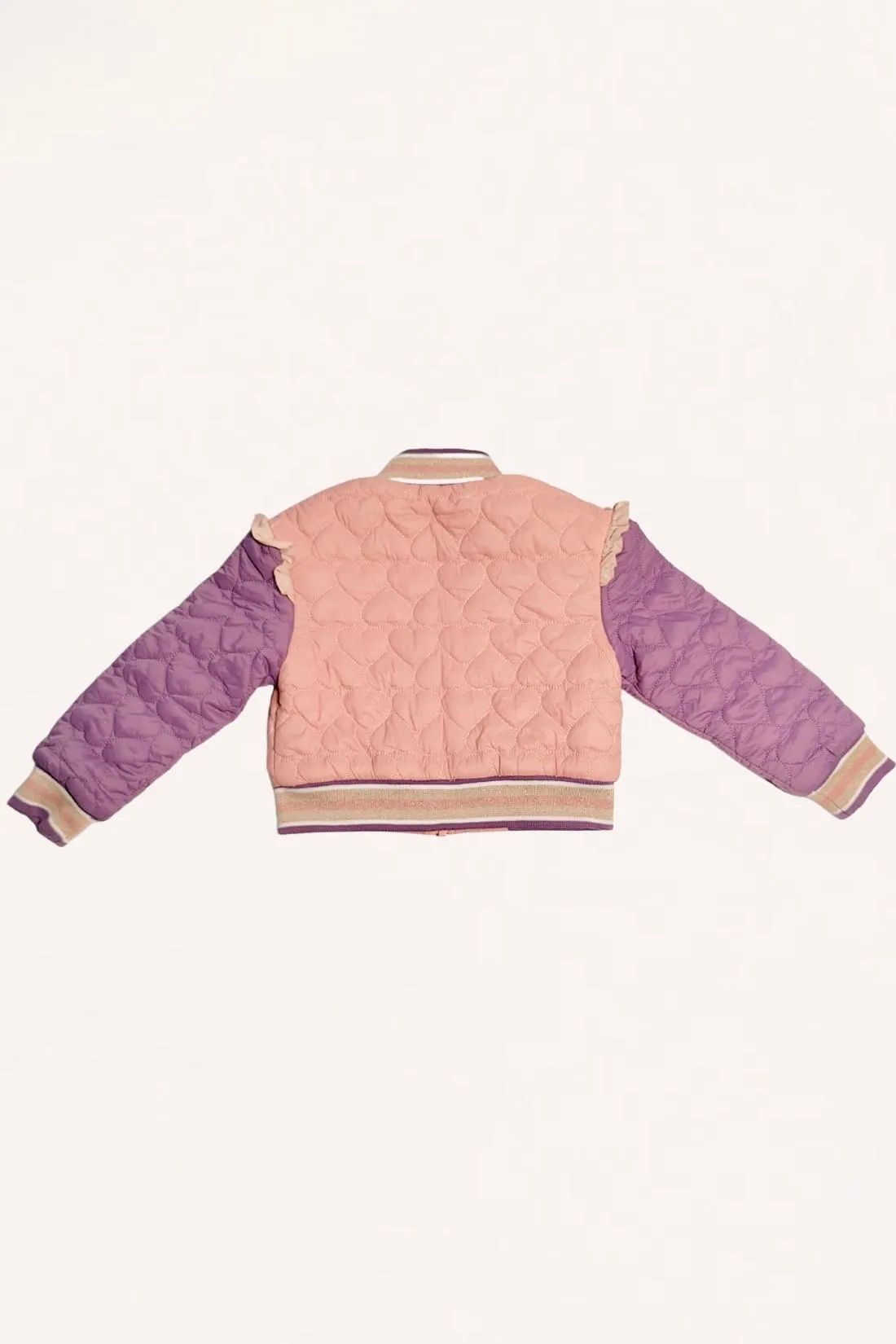 One Friday Kids Girls Peach Heart Shape Quilted Jacket