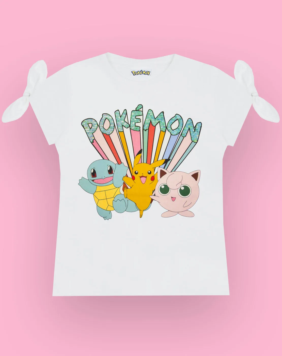 Pokemon Pikachu and Characters Girl's T-Shirt - White