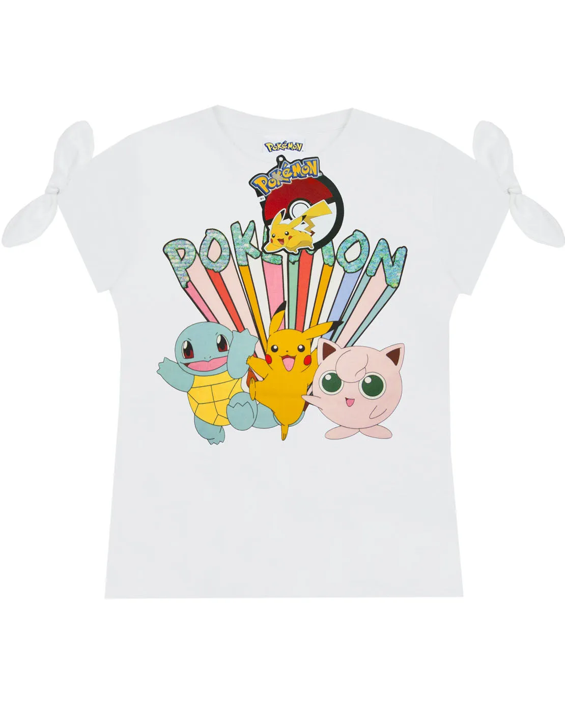 Pokemon Pikachu and Characters Girl's T-Shirt - White