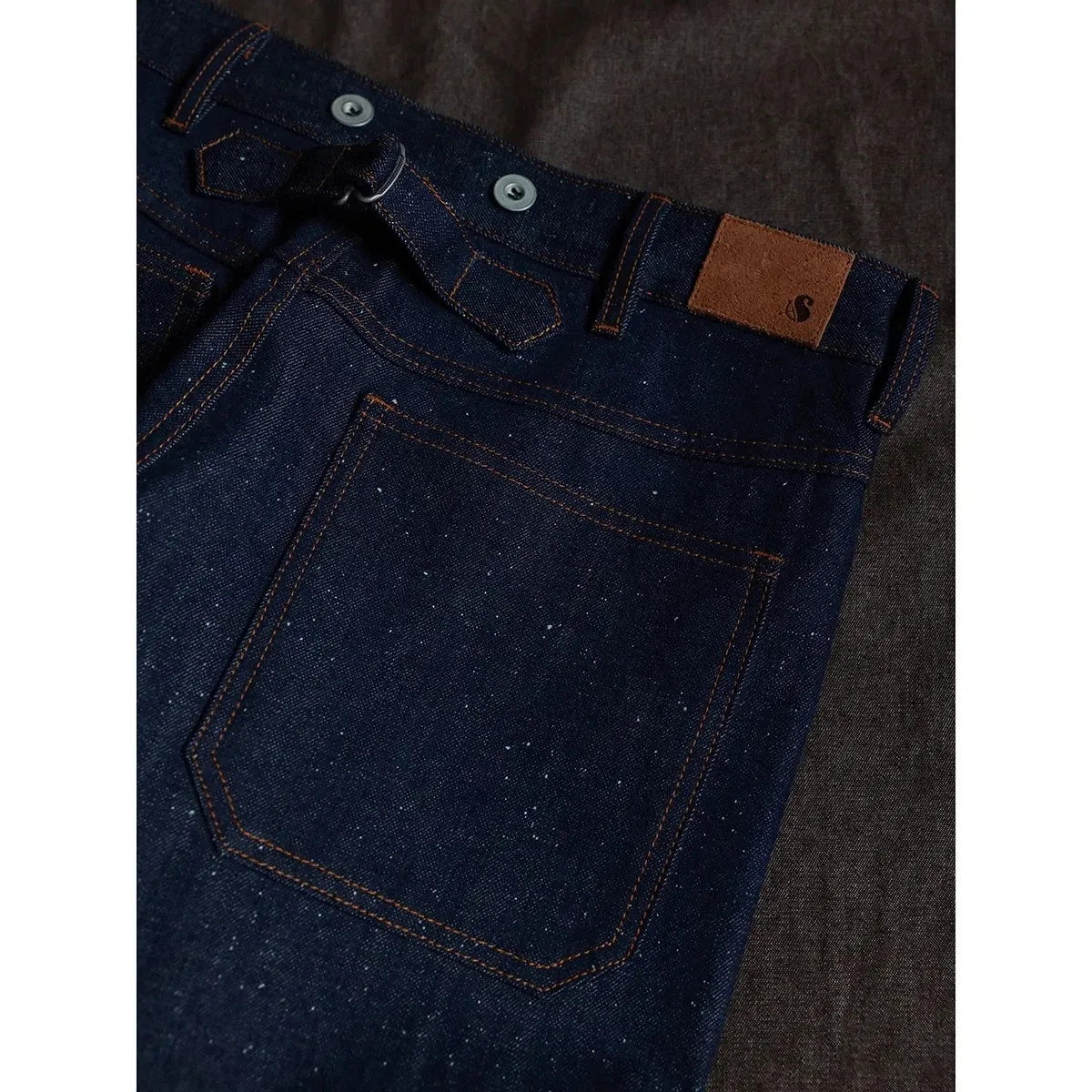 "Snowy" Neppy Buckle Back Jeans - Selvedge Denim Pants - Loose Fit