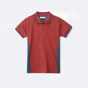 Red with green Polo shirt for Boys