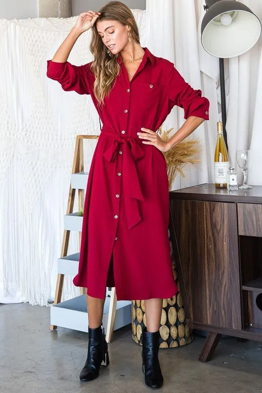 Ruby Red Button Dress/Jacket