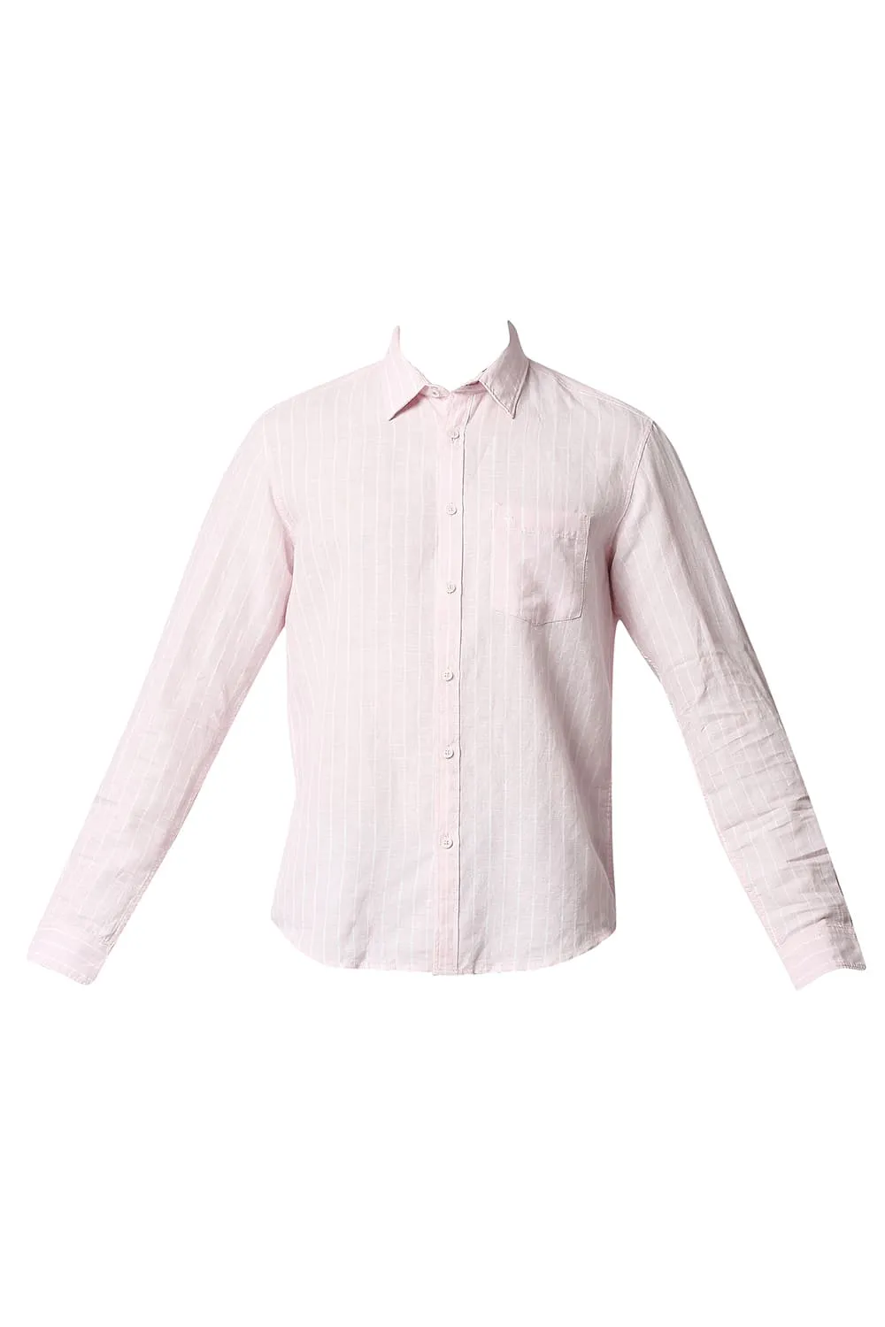 Slim Fit Cotton Linen Stripe Shirt