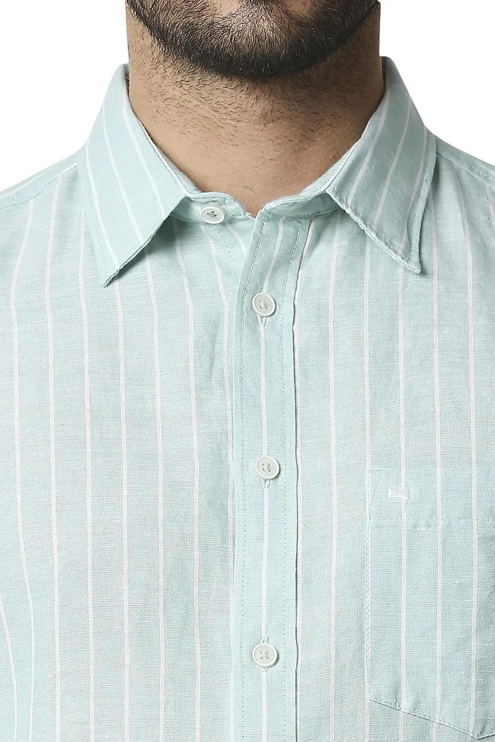 Slim Fit Cotton Linen Stripe Shirt