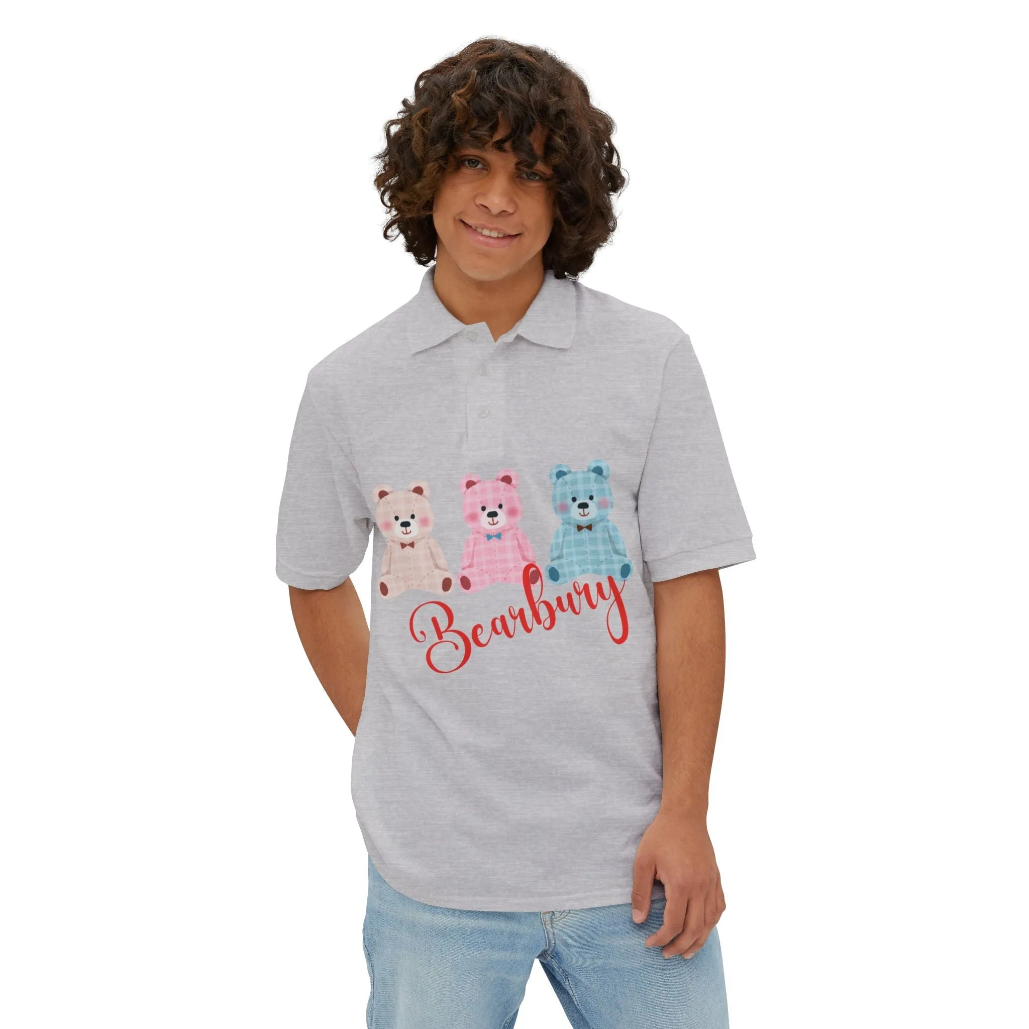 Sporty Polo T-Shirt with Cute Stylish Bear Graphic – Men Active wear