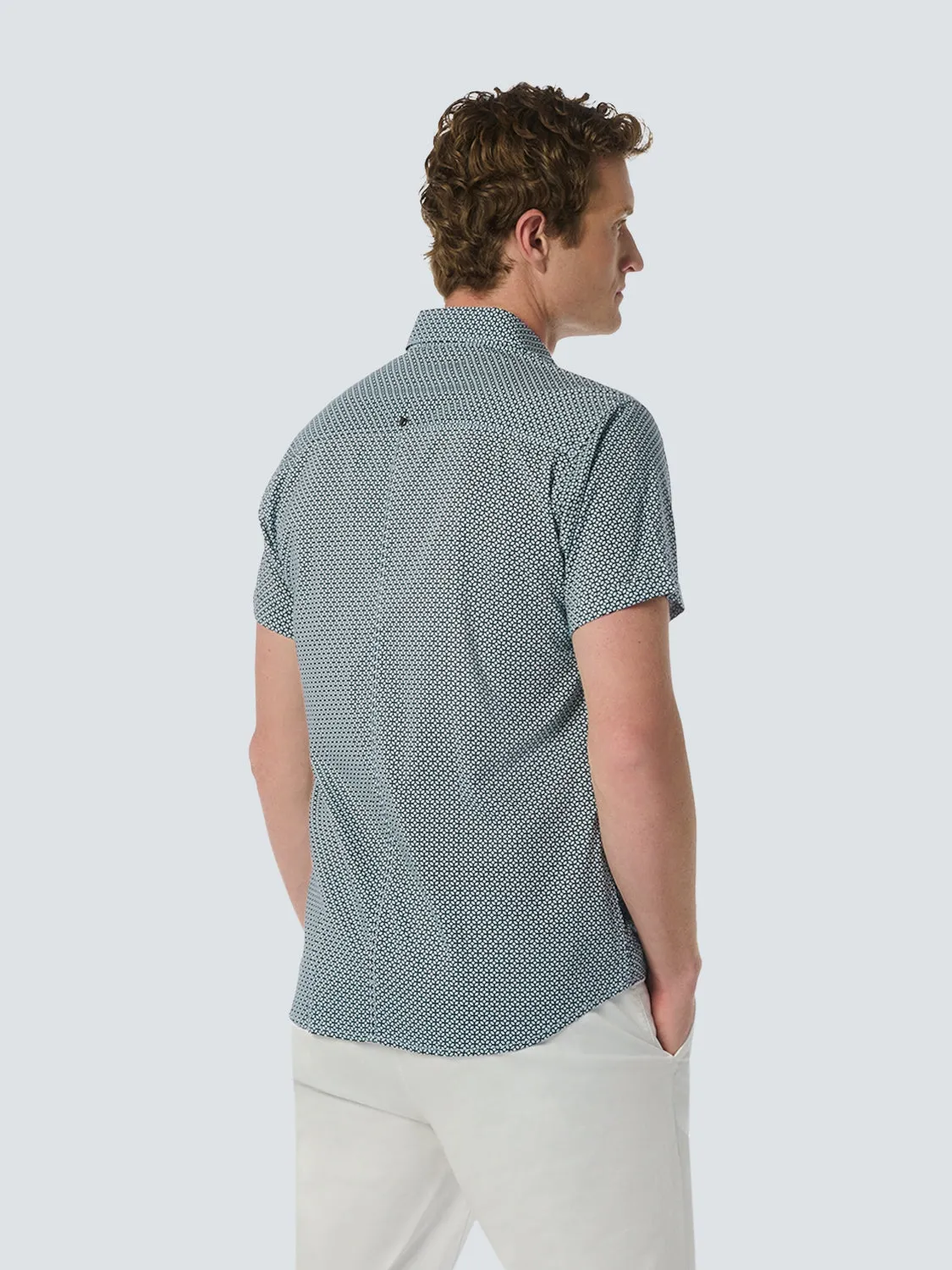 Stylish Shirt with All-Over Pattern and Short Sleeves | Sky