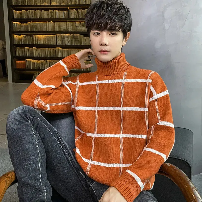 Turtleneck sweater men's knit sweater personality sweater